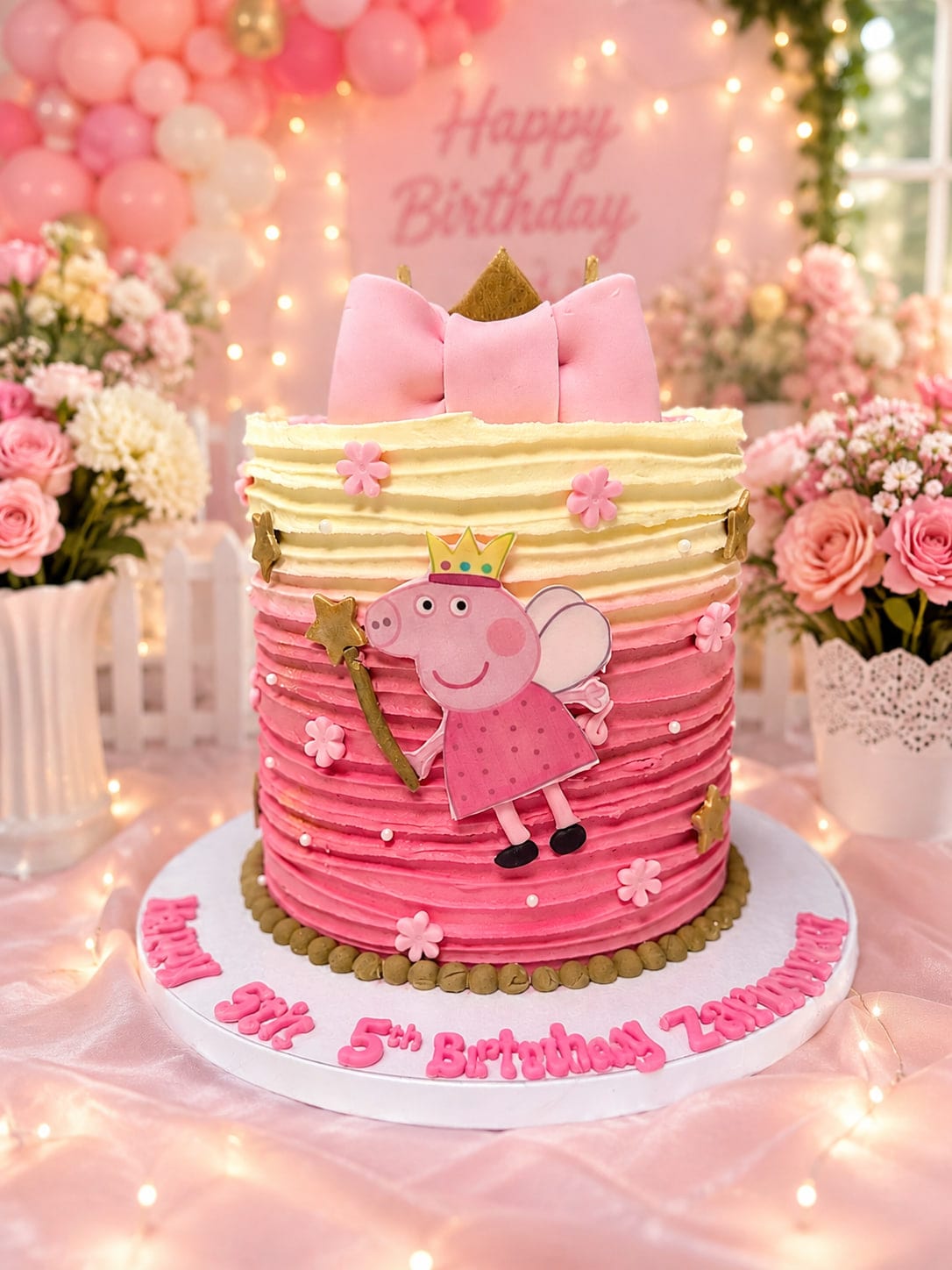 Pink Ombré Character Cake